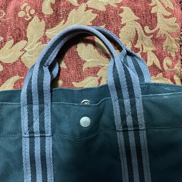 HERMES PARIS Fourre Tout MM Tote Bag Black Canvas Made in France - Picture 2 of 9